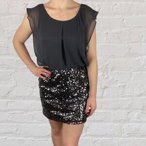 Candies vintage adorable dress with silk chiffon top with glitter bottom